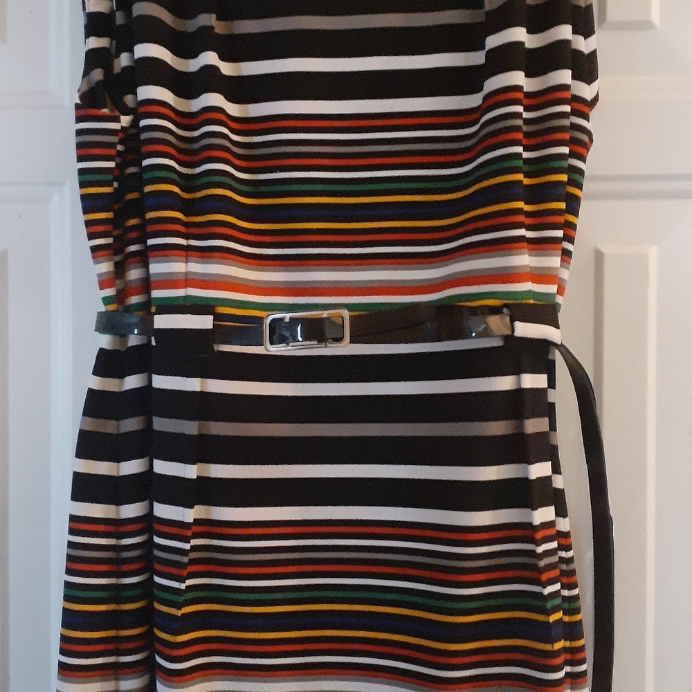 Multi colored Striped knee length dress